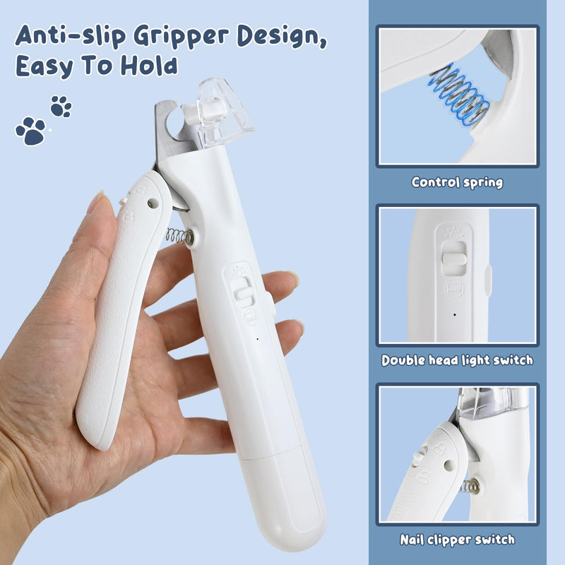2 in 1 Cat Nail Clippers & Cat Paw Trimmer with LED Light, USB Rechargeable Pet Nail Trimmers Cat Claw Clippers with Safe Lock Design, Pet Grooming Supplies for Cats & Dogs - BeesActive Australia