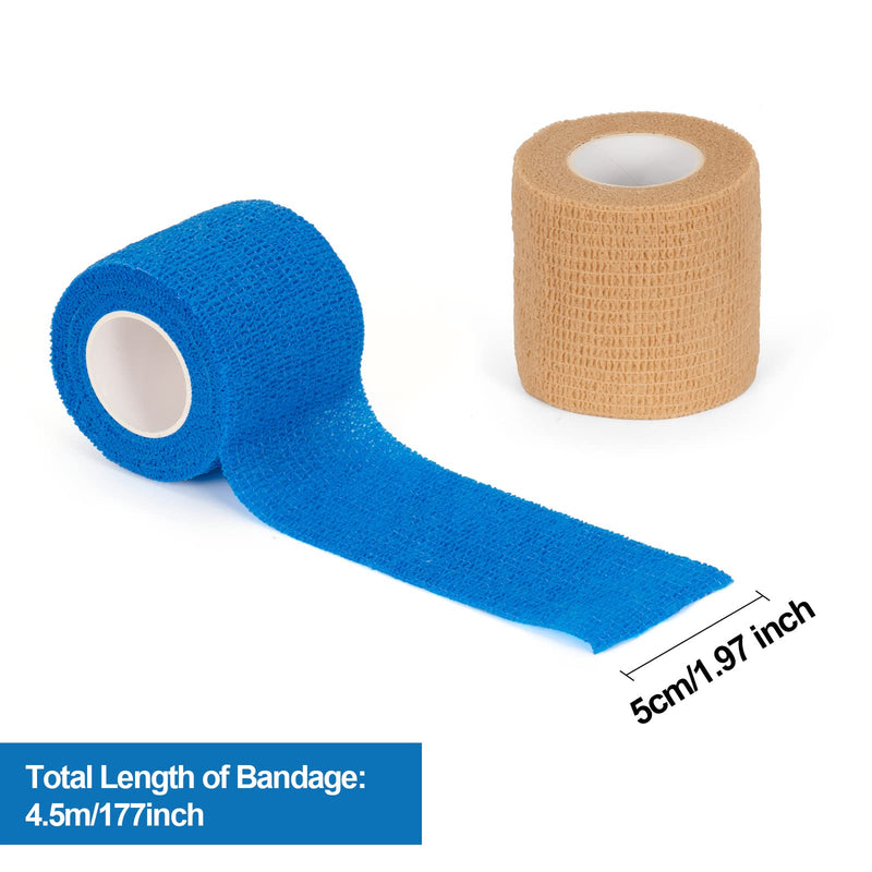 9 Roll Self-Adhesive Bandage 5cm x 4.5m Adhesive Bandage Self-Adhesive Bandage Pet Vet Wrap for Cat, Dog, Horse Cohesive Bandage Elastic Bandage for Wrists Cohesive Plaster Bandage (Blue) Blue