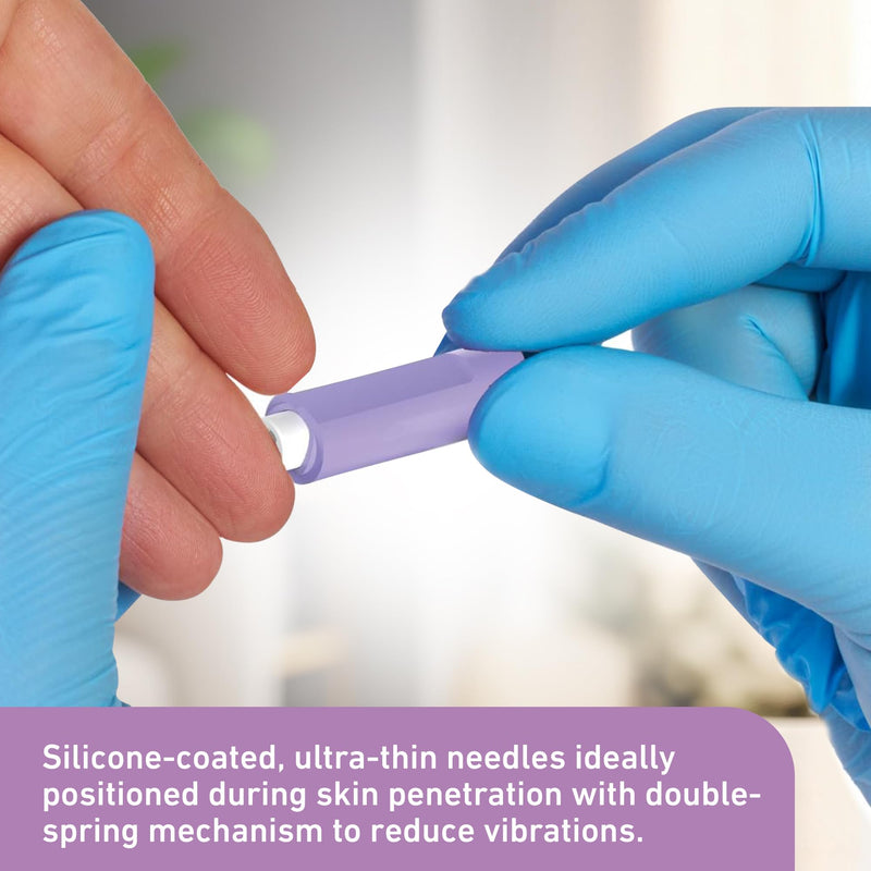 Safety Lancets, Contact Activated, 30G x 1.8 mm, Pre loaded, Sterile, Box of 100, Convenient Fingerprick Device 30G x 1.8mm