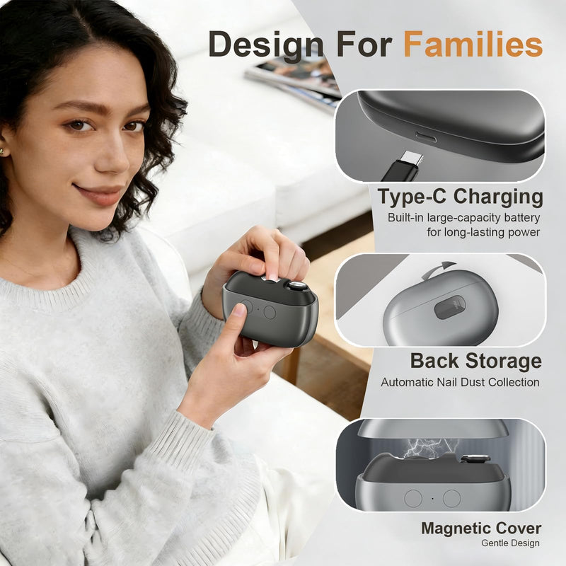 Electric Nail Clipper, Automatic Electric Nail Clipper, Portable 3-in-1 Electric Nail Trimmer and Polisher Electric Toenail Clippers with LED Light 2 Speed Settings for Babies, Seniors and Adults (A) A - BeesActive Australia
