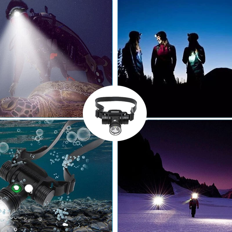 Diving Headlamp, Rechargeable Swimming Headlight Super Bright,IPX8 Waterproof headlamp 3 Modes,Underwater 100m Swimming Head Lamp for Divers Under Water Sports (A) A