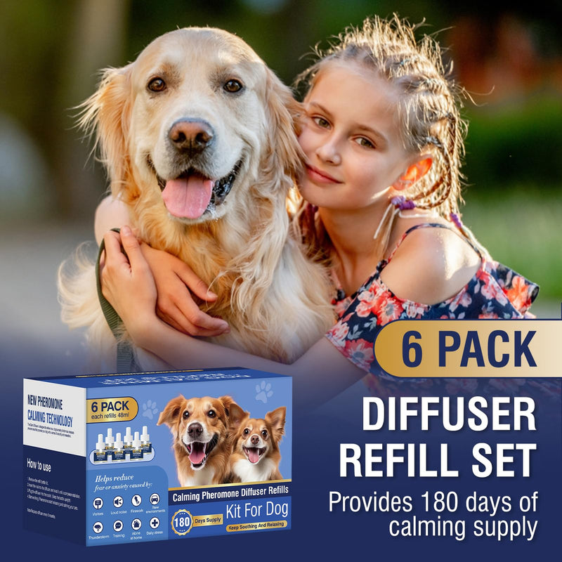 Piuess Pheromones Dog Kit Dog Calming Appeasing Pheromone Calming To Reduce Anxious Behavior Fireworks Barking 6 x 48ml Diffuser Refill Bottles Tasteless - BeesActive Australia