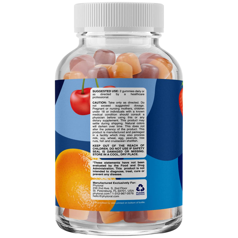 Phytoral Natural Multivitamin for Men Gummies with Zinc - Vitamin D C A & Biotin B6 B12 Full Health Supplement - 90 Count (Pack of 1)