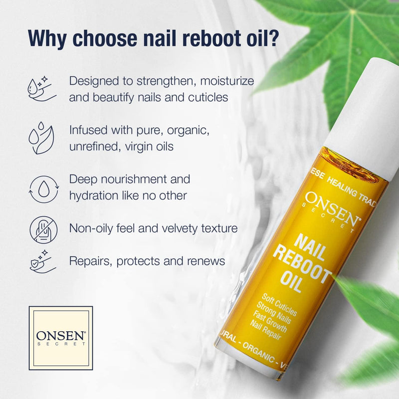 Onsen Secret Nail Reboot Duo - Treatment for Damaged Nails - Natural Nail Care & Cuticle Repair - Visible Results For Perfect Nails, Cuticle Conditioner Cream 15ml & Nail Reboot Oil 10ml 0.85 Fl Oz (Pack of 2)
