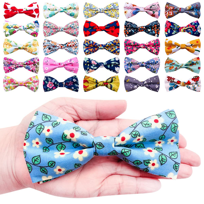 PET SHOW Wholesale 50pcs Floral Small Dogs Collar Attachment Bow Ties Embellishment Medium Large Dog Puppies Cats Collar Charms Accessories Bulk Slides Bowties 50pcs/lot - BeesActive Australia