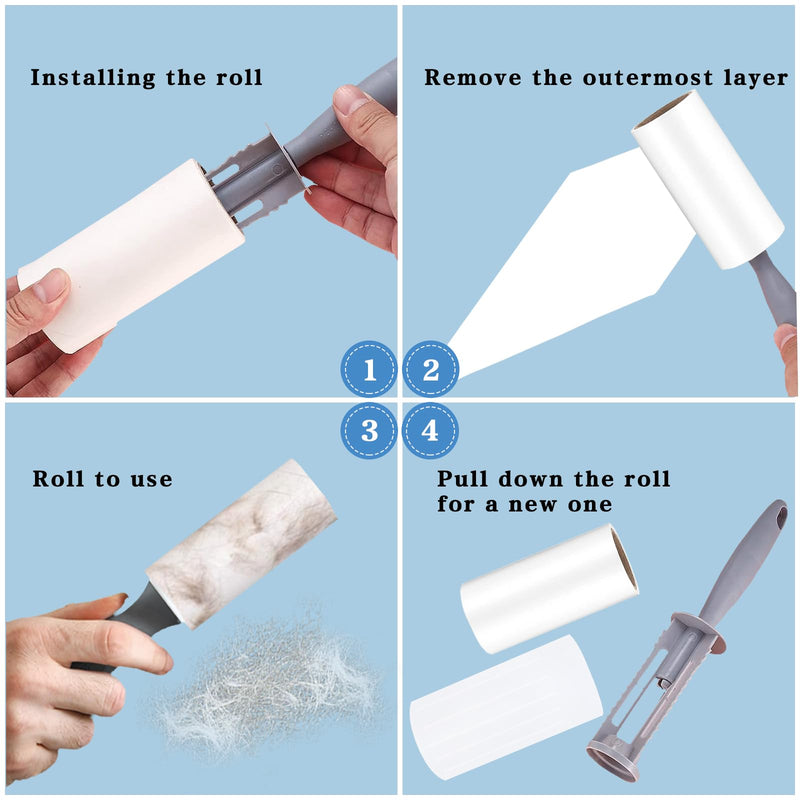 Omtofo 9 rolls 540 sheets lint roller with 1 dust cover + 1 dispenser, extra sticky lint roller, lint roller animal hair, lint roller for clothes, hair, sofa, bed, cat hair, dog hair 10cm/9 rolls - BeesActive Australia