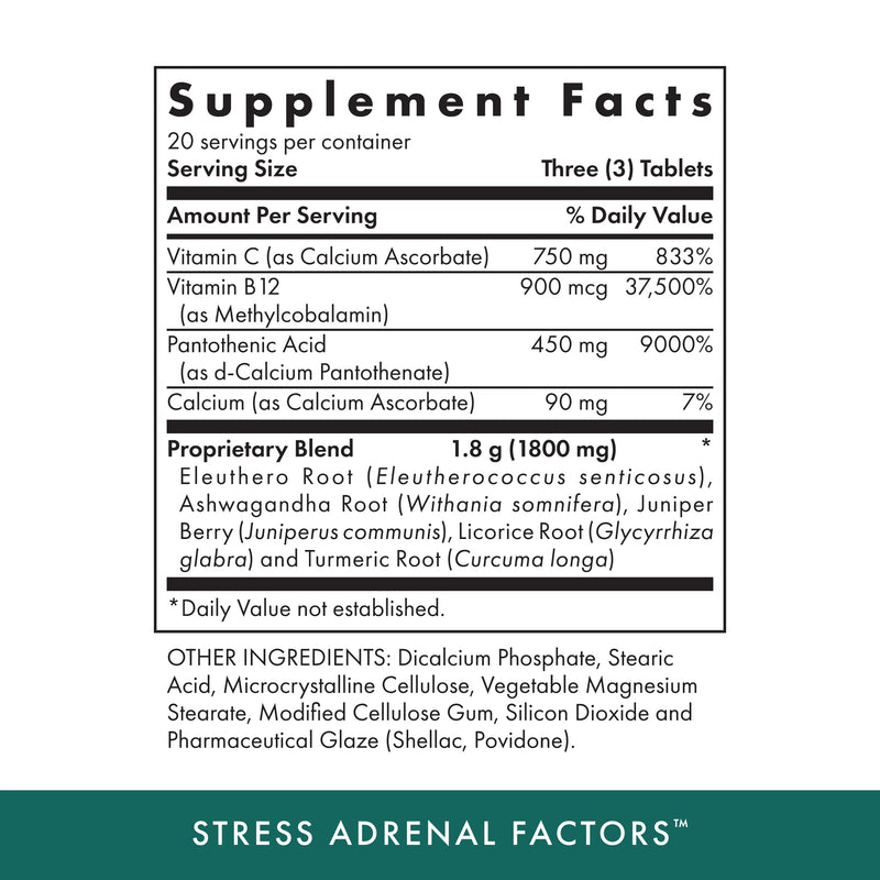 Michael's Health Naturopathic Programs Stress Adrenal Factors - 60 Vegetarian Tablets - Nutrients to Nourish the Adrenal Glands - With Turmeric & Ashwagandha - Stimulant Free - 20 Servings 60 Count (Pack of 1)