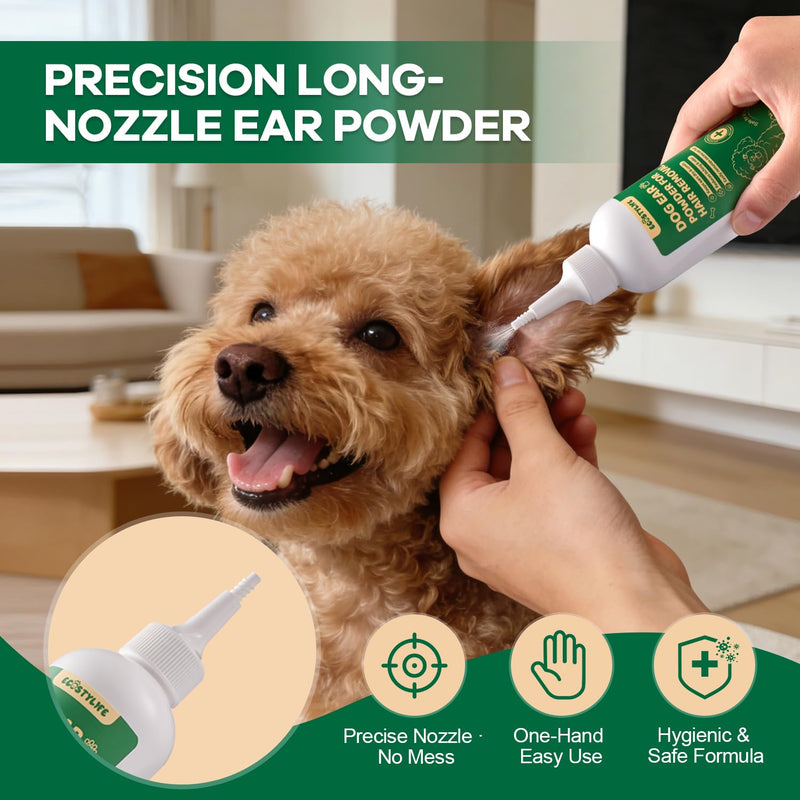 Dog Ear Powder for Hair Removal 30g – Gentle Zinc Oxide Ear Hair Removal Powder for Cleaner Ear Care, Moisture Absorption, Better Grip & Easy Grooming for Poodles, Schnauzers, Bichons and More 1 Pack