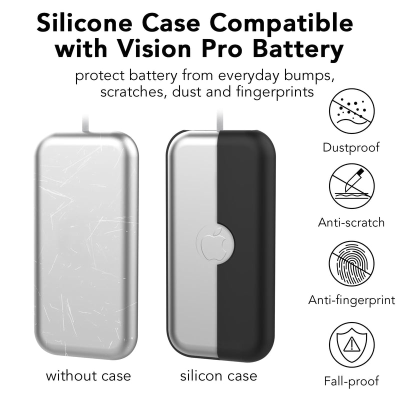Compatible with Apple Vision Pro Battery Case,Silicone Apple VR Vision Pro Battery Protective Case Cover,Anti-Scratch,Fall-Proof and Soft Case for Apple Vision Pro Battery Accessories(Black) Black - BeesActive Australia