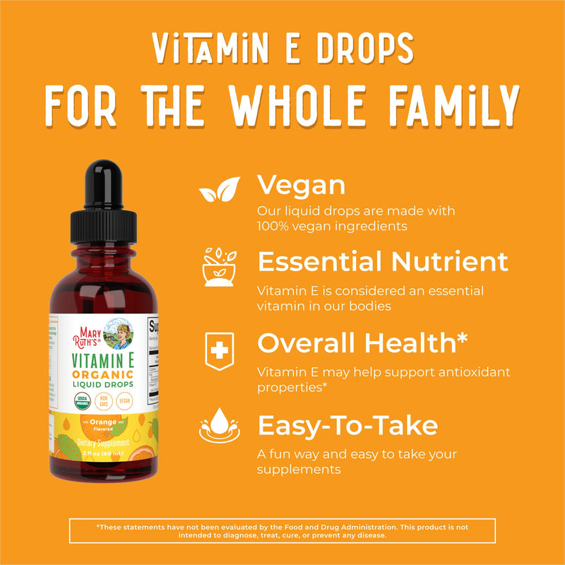 MaryRuth Organics USDA Vitamin E Liquid Drops 2 Month Supply | Bone and Joint Health | Cognitive Health for Adults and Kids | Sugar Free, Vegan, Non-GMO, Gluten Free | 2 Ounces - BeesActive Australia