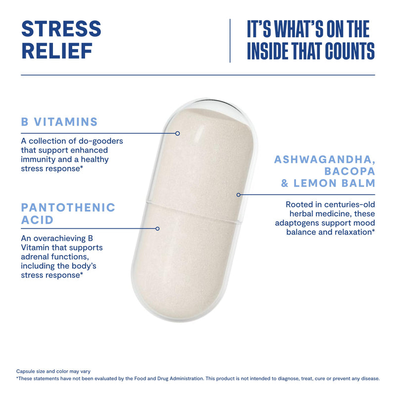 Habit Stress Relief Supplement (60 Capsules) - New Look, Supports Relaxation & Mood Balance, Vitamin B, Adaptogens, Lemon Balm, Calming, Vegan, Non-GMO (1 Pack) 1 Pack