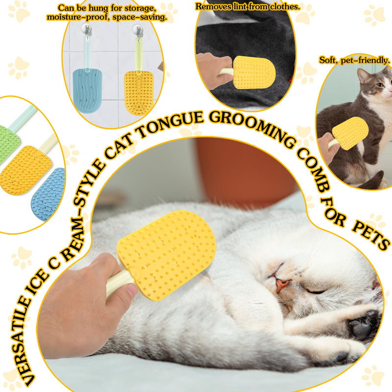 3PCS Cat Tongue Comb, Cat Grooming Brush, Cat Brushes for Indoor Cats, Cat Brush for Shedding, Cat Comb for Long Haired Cats, Pet Ice Cream Massage Comb, Easily Removes Fur Reducing Hairballs (Blue, - BeesActive Australia