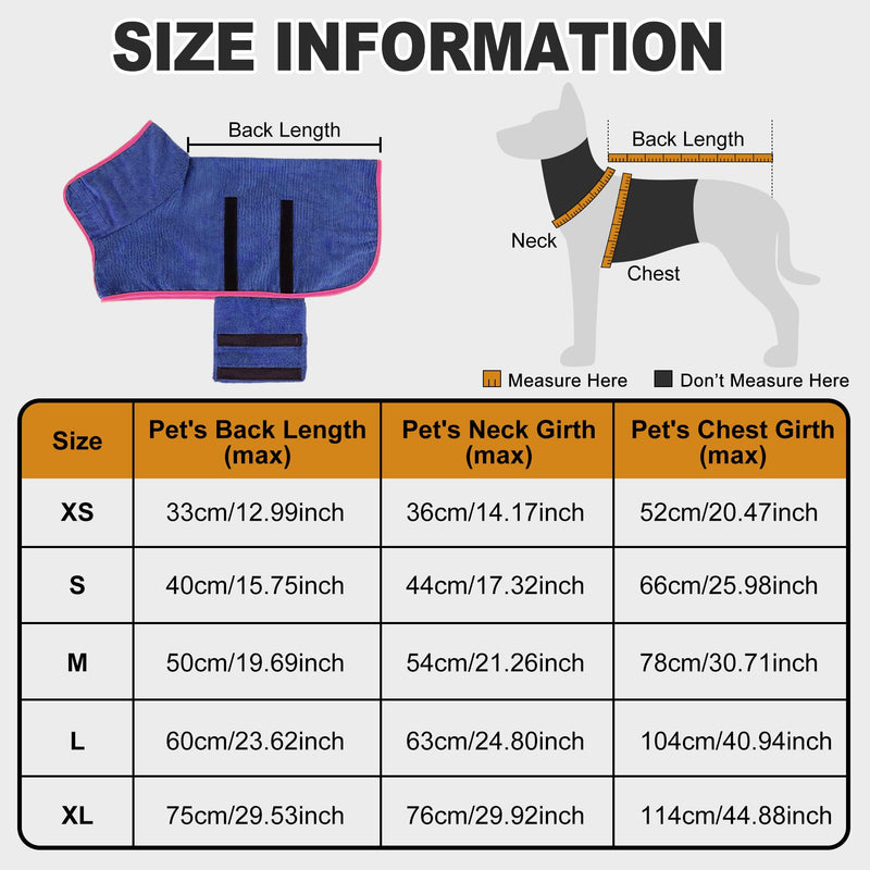HezzLuv Bathrobe for Dogs, Dog Bathrobe Made of Microfiber for Medium and Large Dogs, Absorbent Dog Bathrobe, Dog Drying Robe with Velcro Fastener for Dogs and Cats (Blue, L) L Blue - BeesActive Australia
