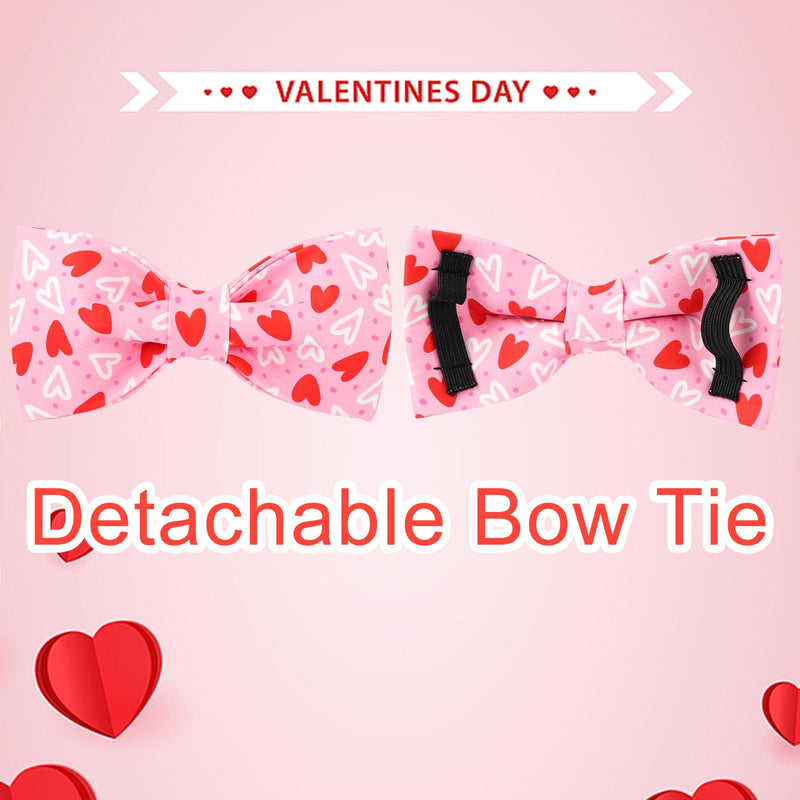 Valentine’s Day Dog Collar with Bow Tie, Red Heart Bowtie Collar with Metal Buckle, Valentine’s Day Gift Pet Collar for Puppy Girl Boy Dog or Cat, Wedding Dog Collar, XS, Neck 8-12in RedWhiteLove-C - BeesActive Australia