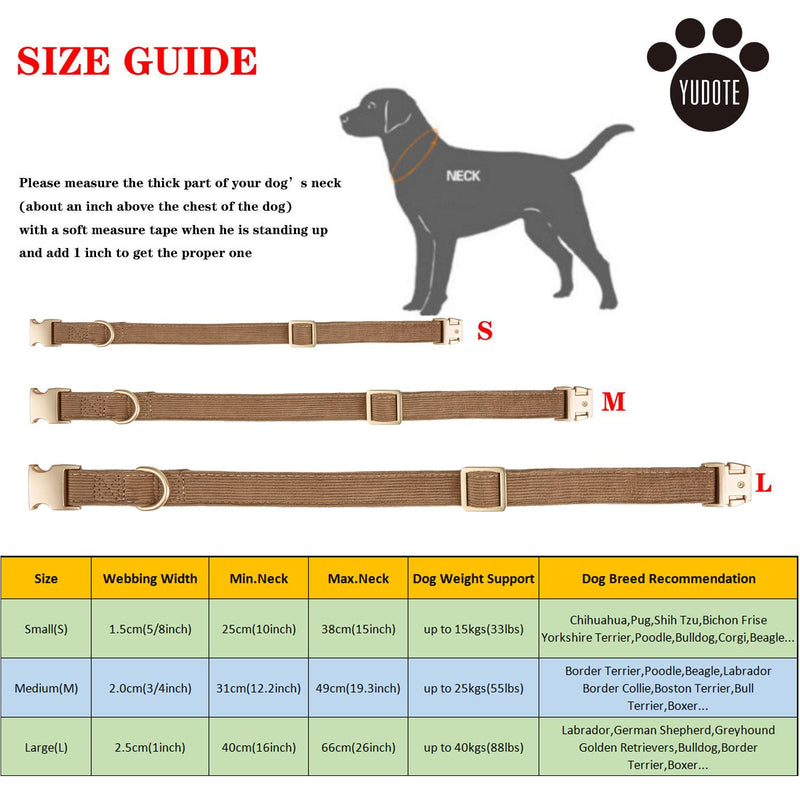 YUDOTE Ultra Soft Dog Collar Natural Cotton Cord for Small Dogs with Sensitive Skin, Brown S (Pack of 1) Brown - BeesActive Australia