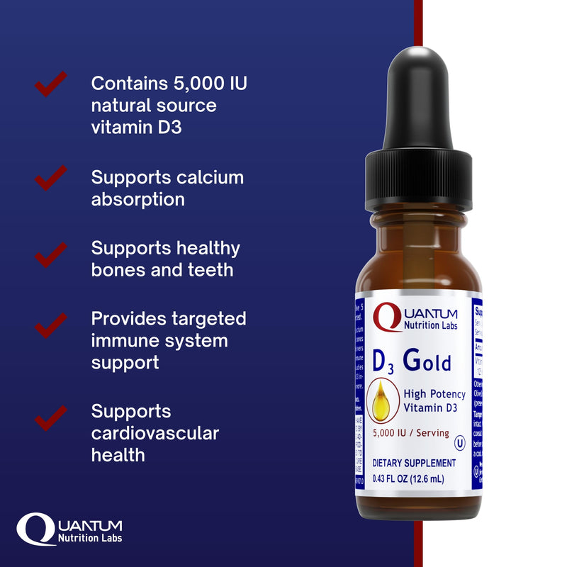 QNL D3 Gold - Vitamin D Liquid Drops - Bone Strength Supplement - Offers Cardiovascular & Immune Support - Premium Health & Wellness Product - 0.43 fl oz (Pack of 2) 0.43 Fl Oz (Pack of 2)