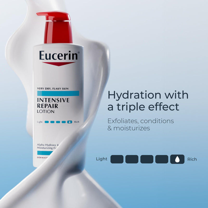 Eucerin Intensive Repair Body Lotion for Dry Skin with Alpha Hydroxy, Body Moisturizer for Very Dry Skin, Moisturizes, Exfoliates and Conditions, Fragrance Free and Paraben Free, 16.9 Fl Oz Bottle - BeesActive Australia