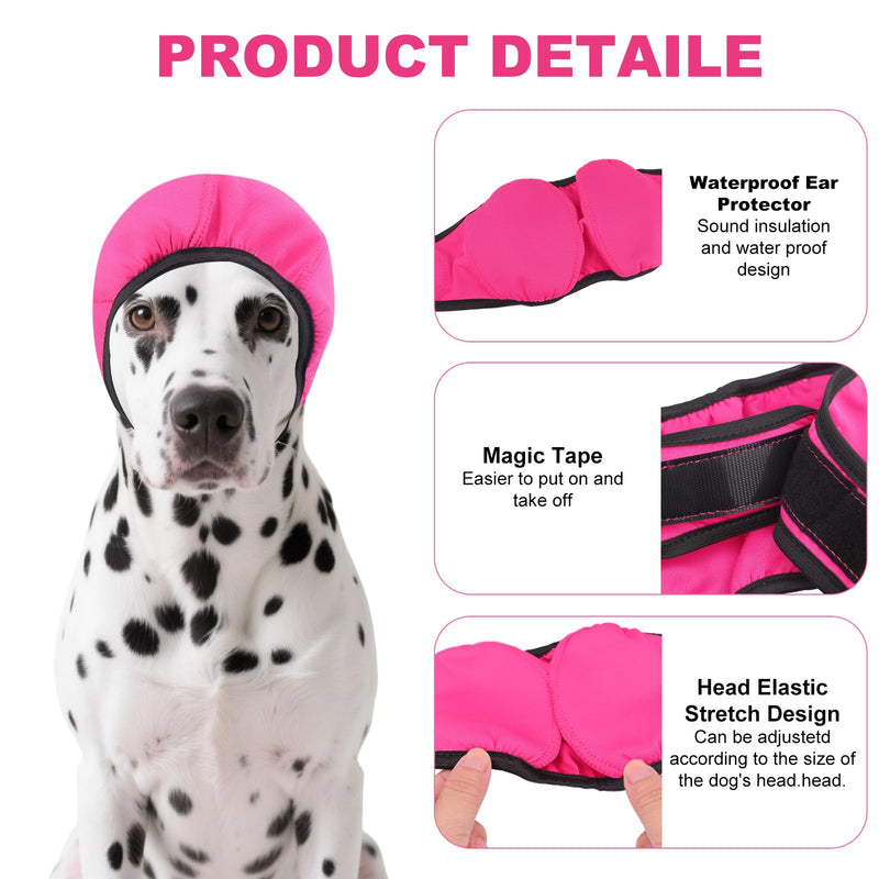 Dog Ear Muffs No Shake Ear Wraps for Dogs Ear Protection for Noise & Anxiety Relief Comfort Calming Hoodie, Protection Firework Grooming Bathing and Force Drying (Pink M) Pink