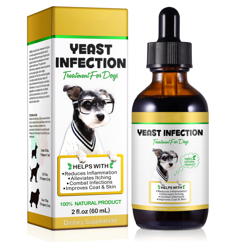 Yeast Infection Treatment for Dogs, Dog Yeast Infection Treatment for Itchy Dog Skin Relief, Allergy Relief, dog Ear Infections Drop for Immune Support, Safe & Natural - Bacon Flavor, 60ml