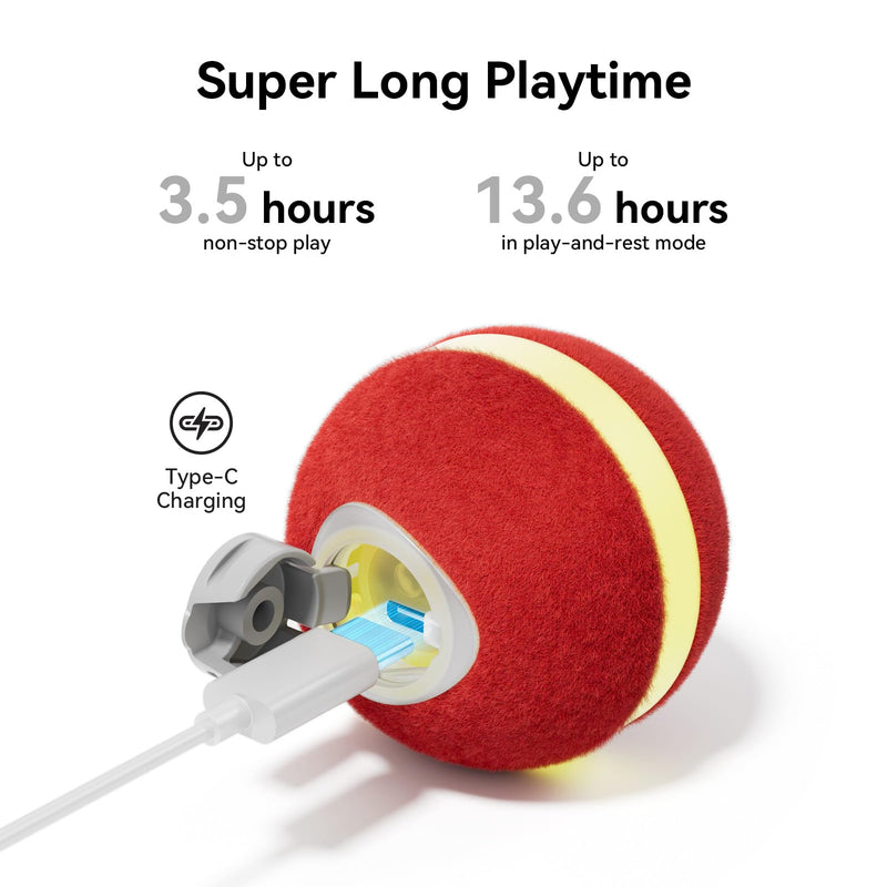 Cheerble 【2025 Upgrade】 Interactive Cat Ball Toy, Wicked Ball M3, Automatic Moving Ball Toy for Indoor Cat Kitten, Smart Anti-Depression Pet Toy Fun Gift with Light Red - BeesActive Australia