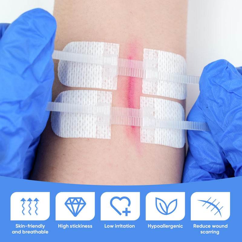 34 Pack Wound Closure Strips, Zip Stitches Wound Closure Kit 6PCS Repair Wounds Without Stitches, Sutures Butterfly Bandaids for Cut Care, Skin Closures, Outdoor Survival, Trauma Care