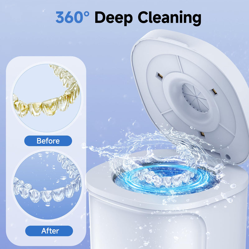 Ultrasonic Retainer Cleaner Machine, 45kHz Dental Cleaning Pod for Denture, Aligner, Nightguard, Mouth Guard, Toothbrush, Jewelry, with Digital Timer, 200ML & 4 Modes for All Dental Appliances S White - BeesActive Australia