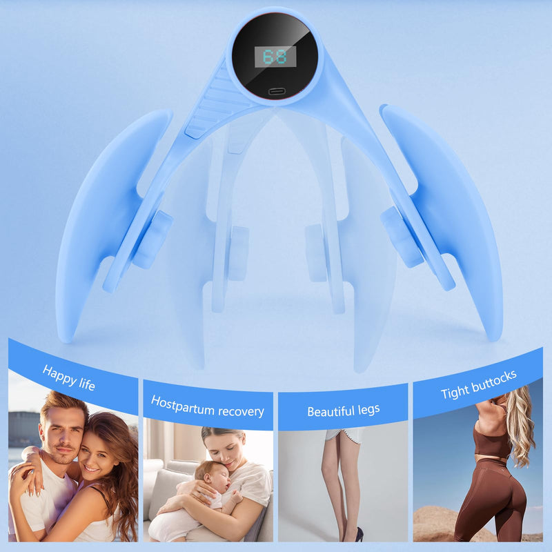 Thigh Master, 0-132 lbs Adjustable Resistance, Thigh Toner with Fixed Leg Straps, Real-Time Exercise Data Monitoring, Kegel Exerciser Pelvic Floor Muscle Legs Workout Equipment for Home & Gym Blue - BeesActive Australia