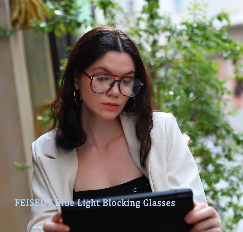 FEISEDY Blue Light Blocking Glasses Fake Nerd Clear Square Computer Lightweight Pilot Glasses Frame Oversized B2866 Leopard Frame 54 Millimeters - BeesActive Australia