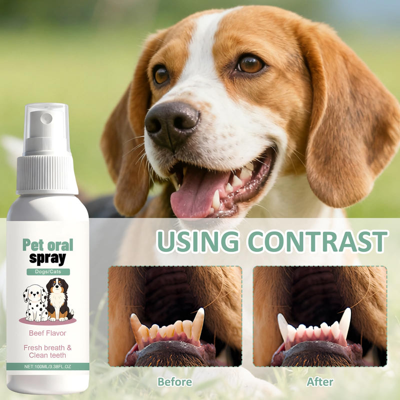 2 Pcs Dog Teeth Cleaning Spray, Oral Spray for Dogs, Fresh Breath, No-Brush Oral Care, Easy Daily Use Dog Breath Freshener for Dogs Cats