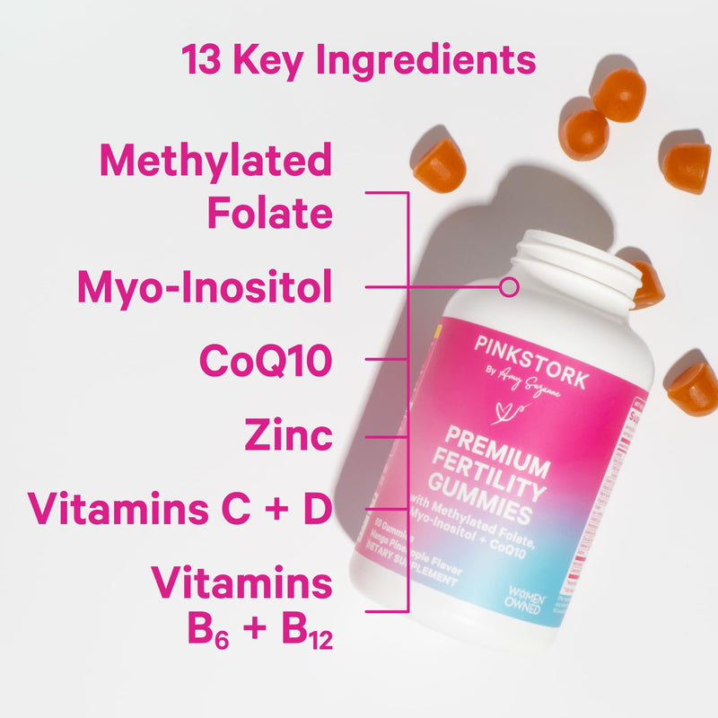 Pink Stork Premium Fertility Gummies for Women, 60 Gummies, 2 Pack | Fertility Gummies with CoQ10, Myo-Inositol & Methylated Folate | OBGYN-Formulated | Hormone Balance & Cycle Support 60 Count (Pack of 2)