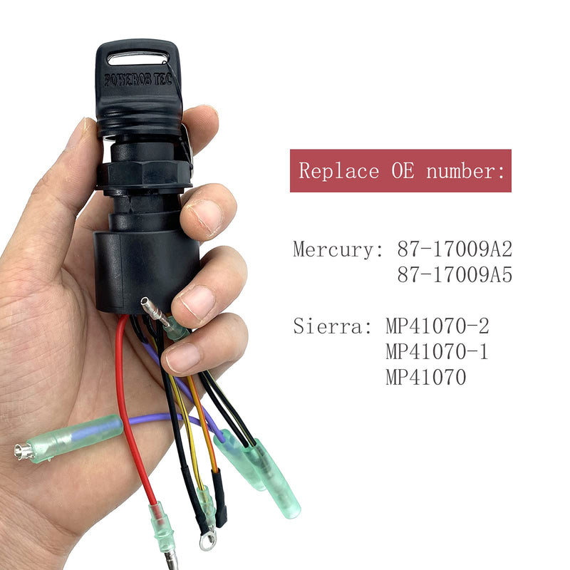 Boat Ignition Switch with Key Replacement for Mercury Mariner Outboard Motor Control Box with 2 Keys 3 Position 6 Wire Connectors - Replace Mercury Ignition Switch 87-17009A2 87-17009A5