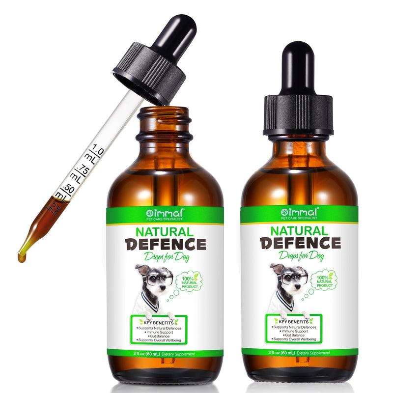 2Pack Natural Defence Drops for Dogs,Dog Immune Support Drops | Supports Joint, Digestion, Immunity & Skin Health | For Everyday Vitality | Suitable for All Breeds | 60ml