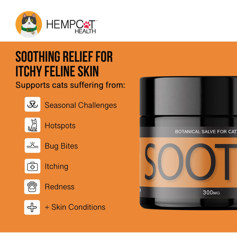 Soothe Salve for Cats - Natural Hemp Oil Balm for Cat Itchy Skin Relief & Comfort - New & Improved Formula with Manuka Honey, Coconut Oil & Herbal Extracts - 1 oz