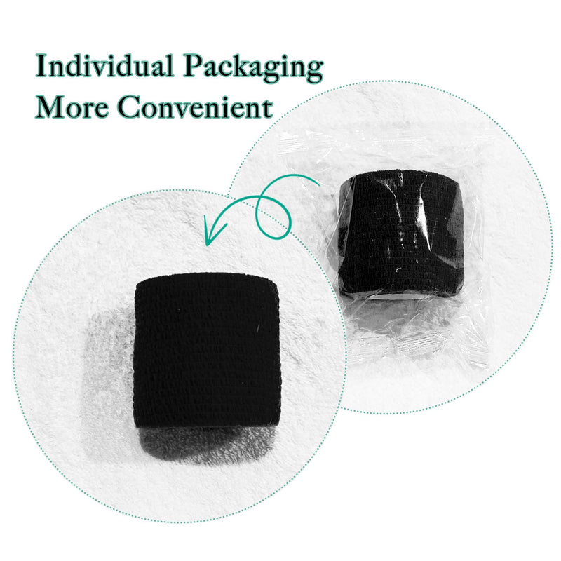 32 Rolls Self Adhesive Bandage Wrap 2 inch Cohesive Bandage Wrap Stretch Bandages Wraps Tape Black Elastic Self-Adherent Tape for Wrist Ankle Sports Swelling Sprains - BeesActive Australia