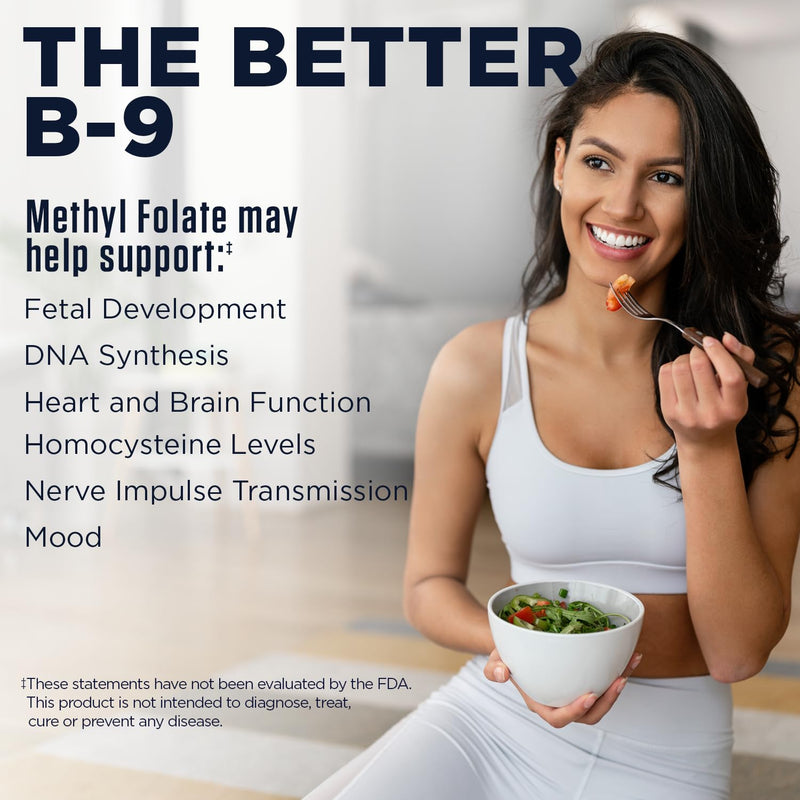 KAL Methyl Folate 400 mcg, 5-MTHF Active Form, 90 Tablets | Folic Acid Supplement for Women and Men - Supports Nervous System Health and Red Blood Cell Production Unflavored 90 Count (Pack of 1)