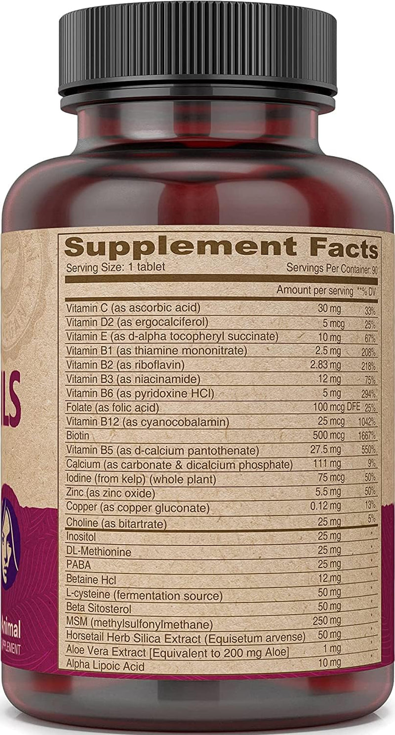 DEVA Vegan Vitamins Hair, Nails & Skin Supplement with 500 mcg of Biotin Per Tablet 90 Tablets (Pack of 2) 90 Count (Pack of 2)
