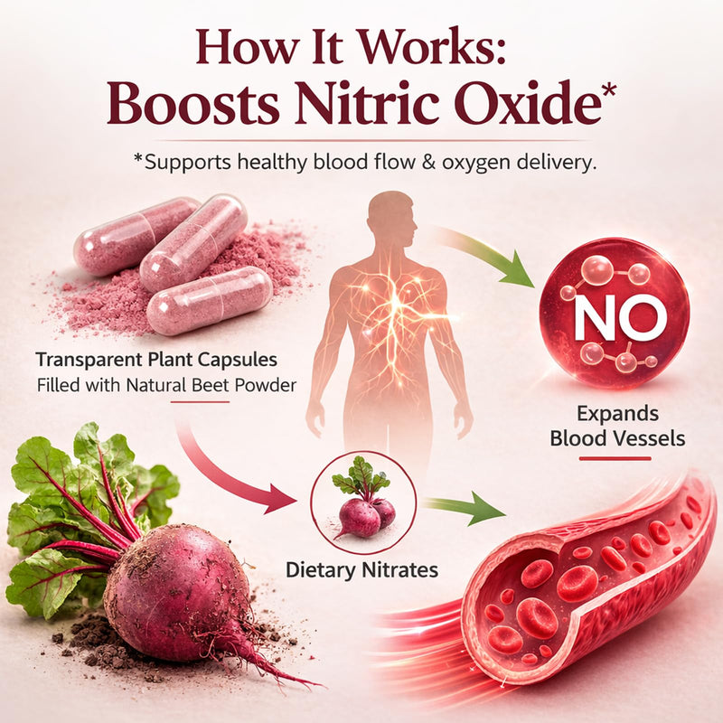 Beetroot 1300mg, Nitric Oxide Support Formula with Beet Root Extract, Vitamin C & Black Pepper, Plant-Based Daily Wellness Supplement, 60 Vegan Capsules 30 Count (Pack of 2)
