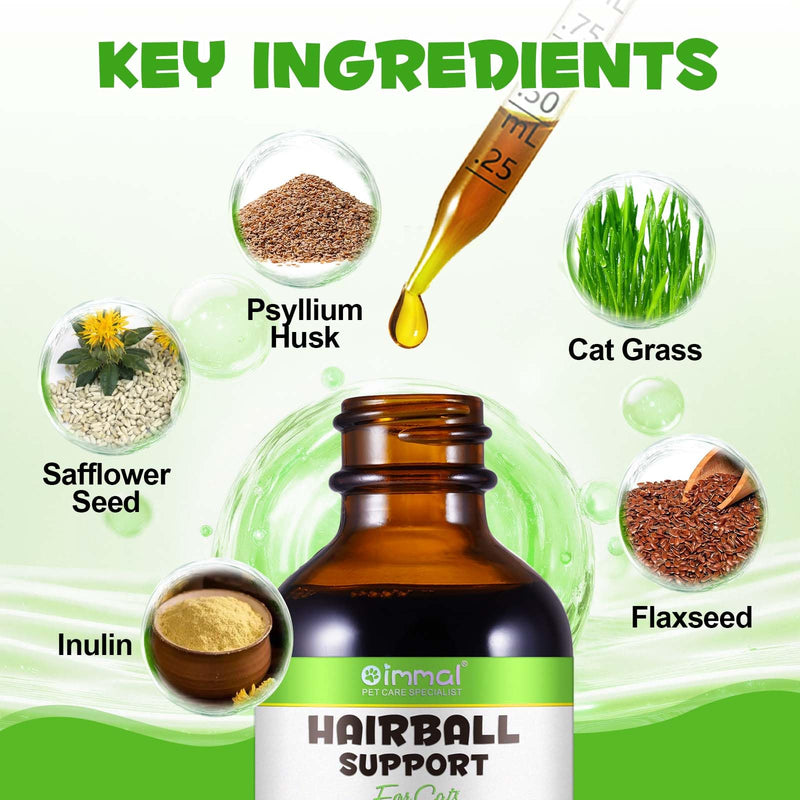Hairball Remedy for Cats - Digestive Support Liquid Drops with Psyllium Husk & Enzymes, Natural Cat Hairball Treatment for Helps Manage Hairballs & Supports Healthy Digestion, 60ml