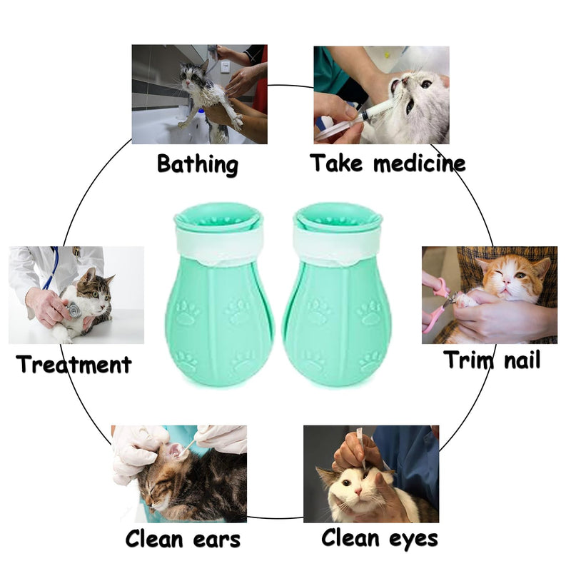AIFUSI Anti-Scratch Boots for Cats, Cat Claw Covers 4 Pack Adjustable Silicone Cat Shoes Accessories Nail Protection Gloves Pet Supplies for Cat Grooming Bathing Shaving (Green) - BeesActive Australia