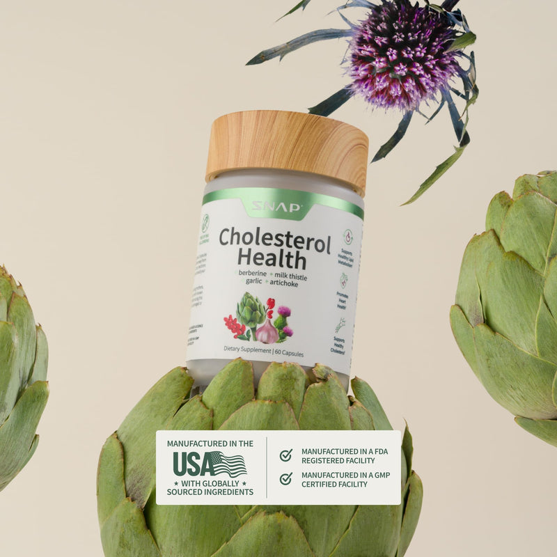 Snap Supplements Cholesterol Health - Naturally Supports Heart, Liver, Digestive and Metabolic Health, 60 Vegetarian Capsules