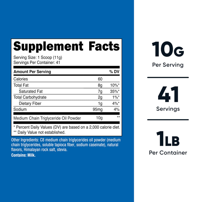 Nutricost C8 MCT Oil Powder 1LB (16oz) Vanilla Flavor - 95% C8 MCT Oil Powder, Best for Keto Diets, Non-GMO, Gluten Free - BeesActive Australia