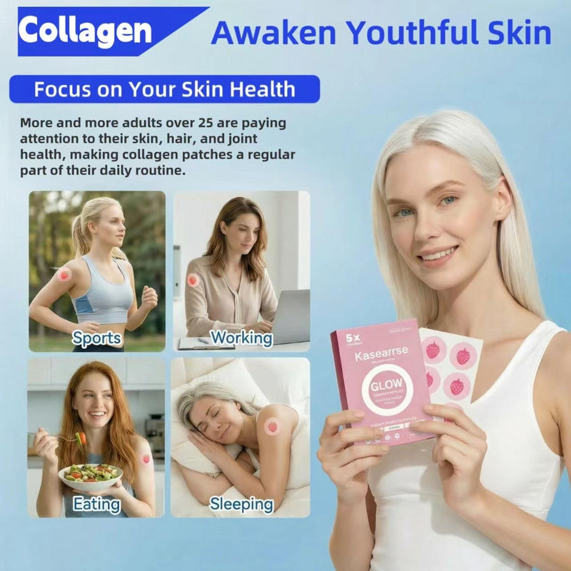 Collagen Patches for Women & Men with Vitamin C and Hyaluronic Acid -60 Patches, Premium 8-Hour Extended-Release Formula, Vegan