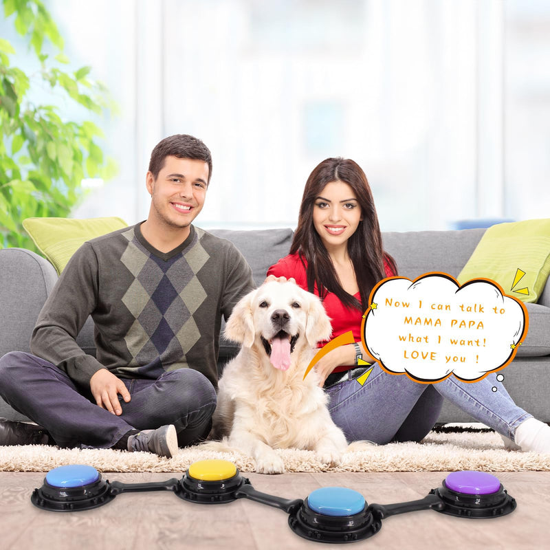 Pet Talking Starter Set with Stickers-4 Piece Recordable Dog Talking Button Set - Cat & Dog Buttons for Communication - BeesActive Australia