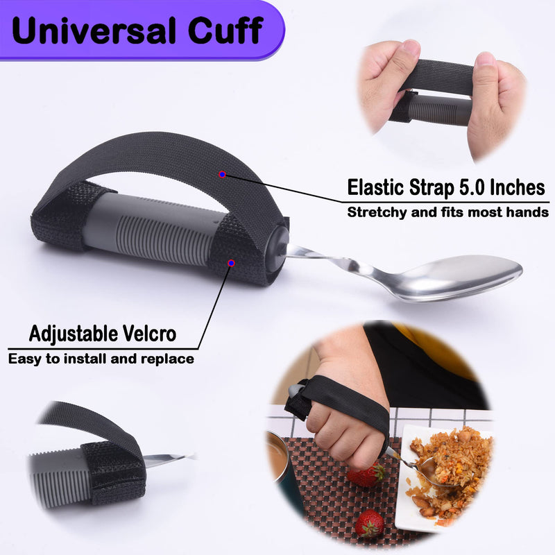 Weighted Parkinsons Utensils for Hand Tremors, Weighted Silverware for Parkinsons Patients Arthritic Hands, Built Up Utensils for Adults, Adaptive Eating Utensils for Disabled People Elderly 6-Piece Set Grey - BeesActive Australia