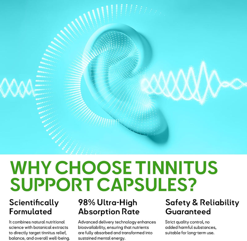 Tinnitus Relief for Ringing Ears Supplement 1200MG,Supports Hearing Loss & Ear Health- Help Ringing in The Ears & Tinnitus Symptoms,120 Capsules(60-Day Supply) Original - BeesActive Australia