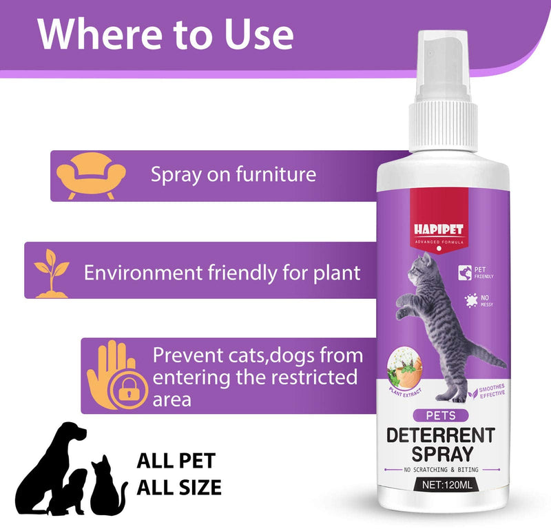 Cat Deterrent Spray, 120ML Cat Repellent Spray, Natural Cat Deterrent Indoor & Outdoor for Pet Behavior Training, Prevent Cats Scratching Furniture & Plants, Suitable for Cats & Dogs - BeesActive Australia