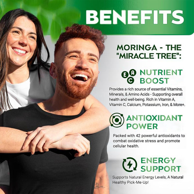 Moringa Capsules 800mg – 90 Vegan Capsules | Pure Moringa Leaf Powder Supplement for Natural Energy, Digestive Balance, Antioxidant & Daily Wellness | Non-GMO, Plant-Based, Made in USA
