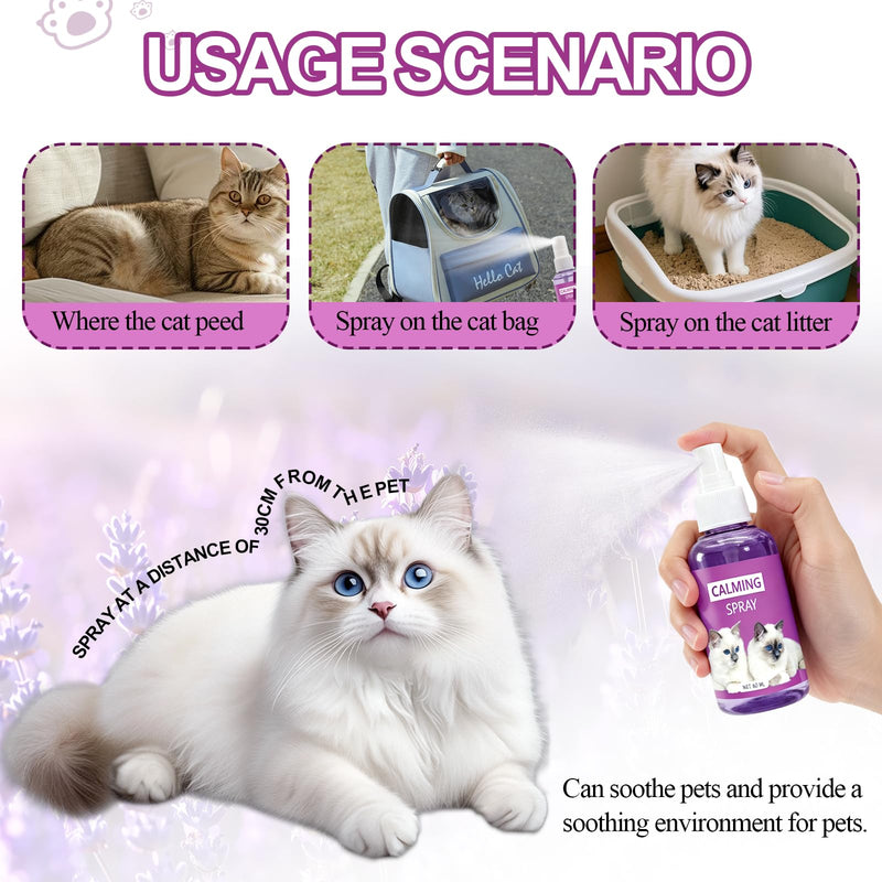 2 x 60 ml classic spray, pet spray, relaxation spray, cat spray, soothing pet, relieves anxiety stress, ambient spray for additional relaxation, home and travel 2x60ml