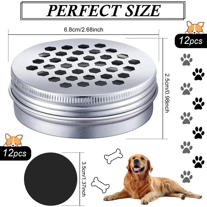 Oudain 12 Pack Dog Scent Work Tins, Dog Scent Training Box, Dog Nose Metal Container with 12 Magnetic Dots, Dog Scent Training Kit Smell Training Canisters Aluminum Cans for Dogs Training (Hexagon) - BeesActive Australia