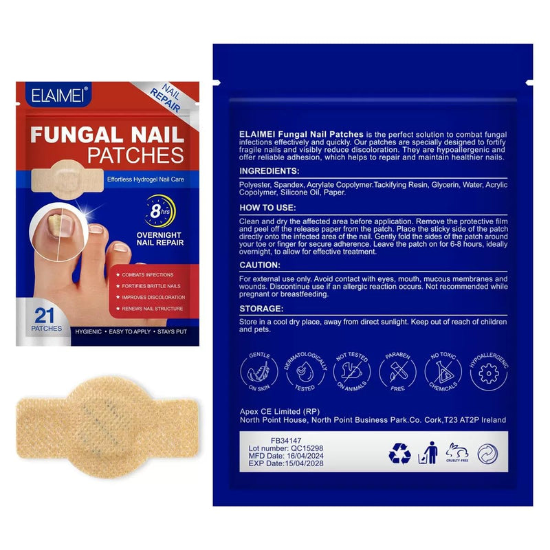 Toenail Fungus Patches 21 Pcs + Liquid Solution 30 Fl Oz 8-Hour Overnight Repair safely and gently Treatment Toenail,Fast Acting Hydrogel Nail Care-Strengthens & Improves Discoloration and Thickness - BeesActive Australia